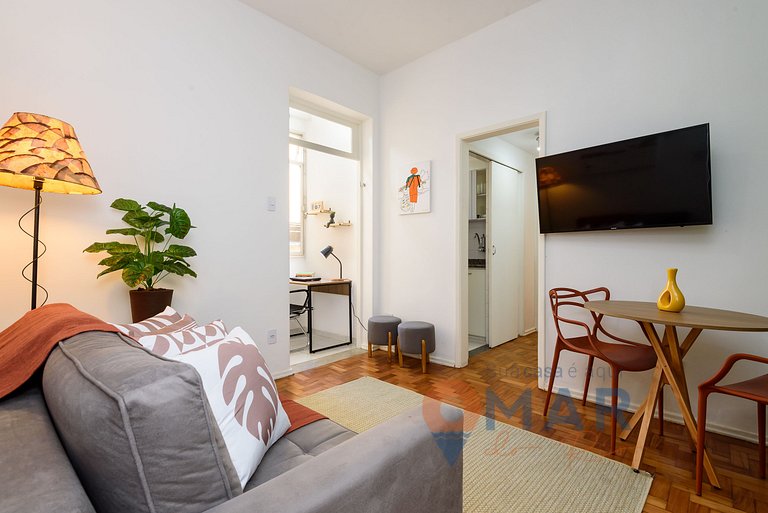 Encanto carioca:1BDR a 190m de la playa|DU 183/706