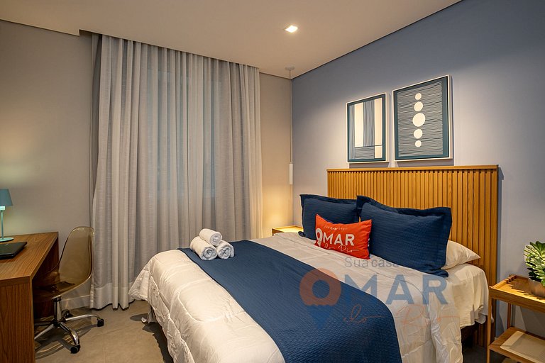 Apto 2Qtos com Banheira a 2min da Praia|PM 276/103