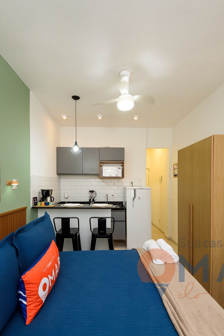 Estudio en Botafogo a 7min de la playa|PB 460/1116